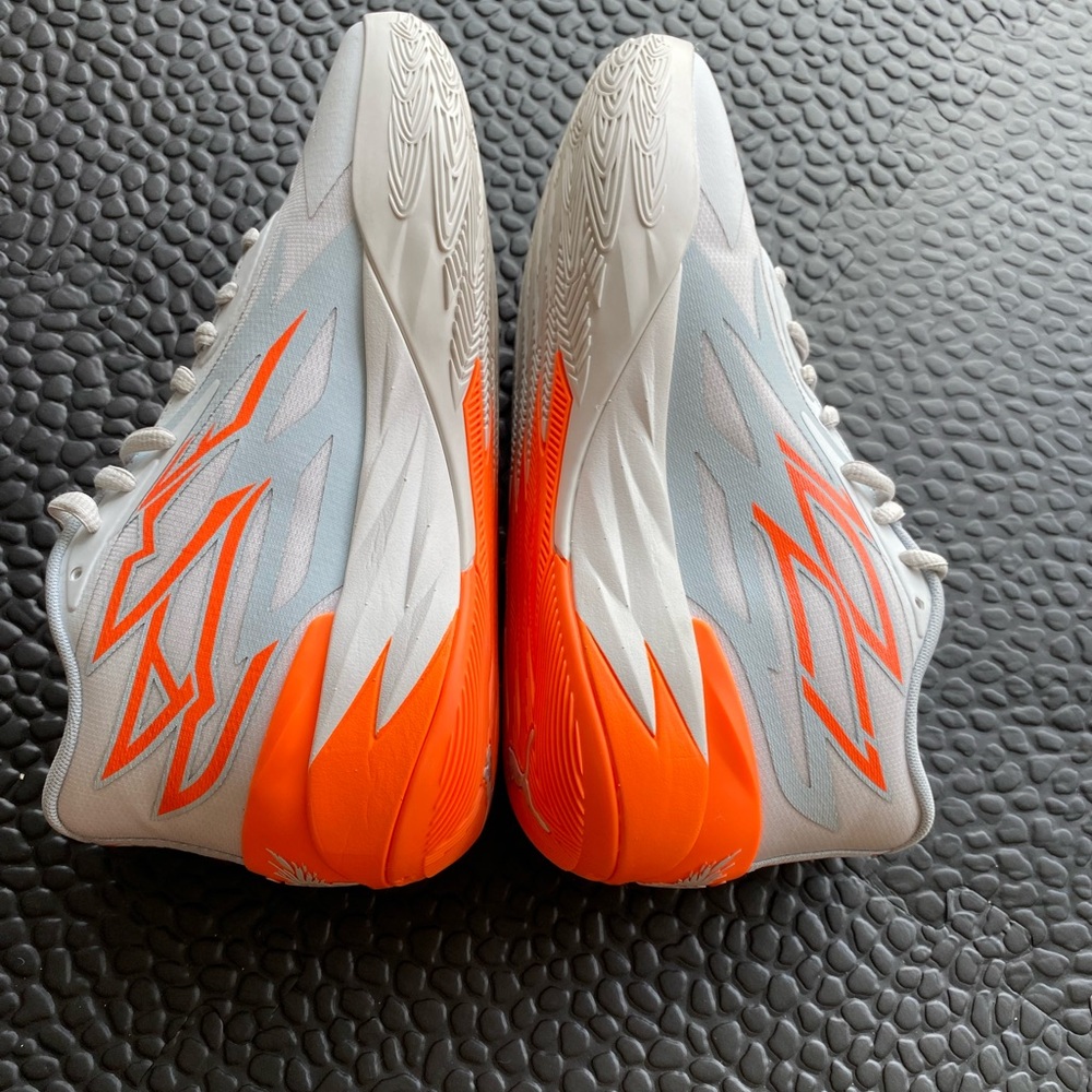Puma Lamelo Ball MB.02 Gorange Platinum Gray Orange Sneakers 378288-02 Size 9.5